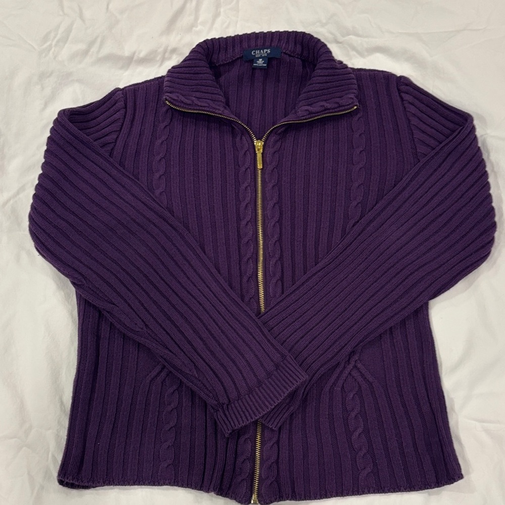 Chaps Women's Deep Purple Cardigan Sweater